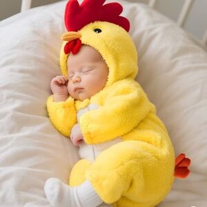 ROOSTER Adorable Yellow Chick Infant Plush Jumpsuit 3-6 Mos